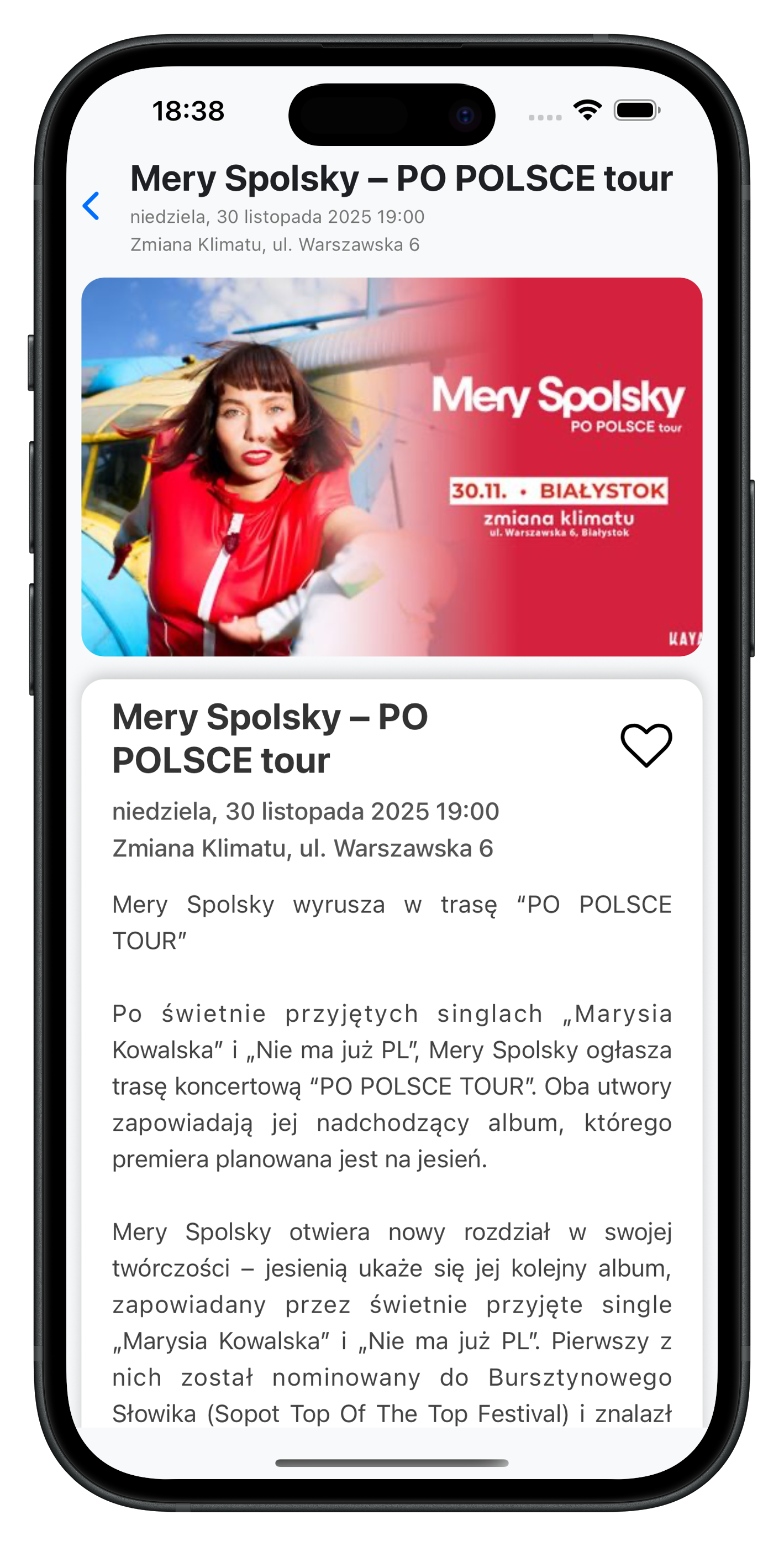 Sledz App - Event Detail